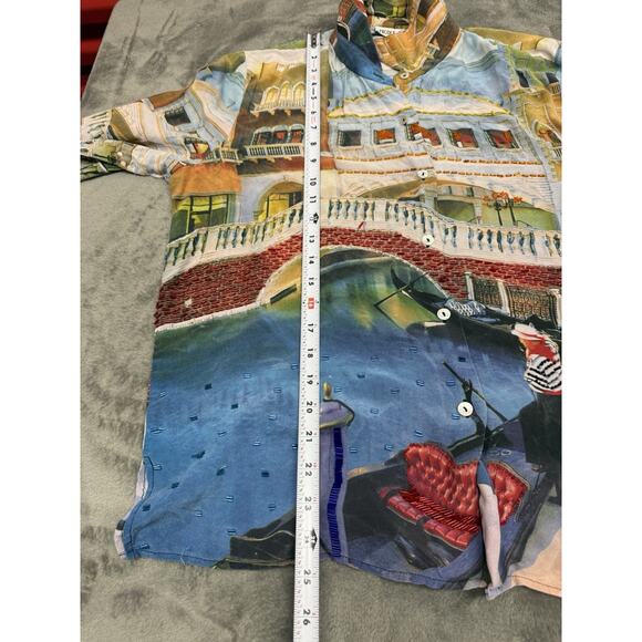 Nicole Taylor Venice Scenic Beaded Silk Shirt Large Gondola Italy Print - Picture 7 of 9